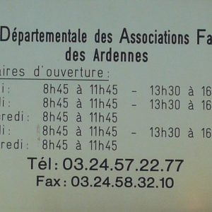 Horaires - UDAF 08 - Union départementale des associations familiales des Ardennes